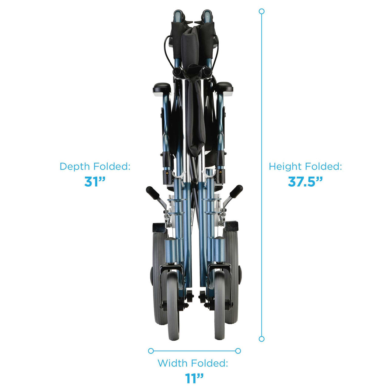 Nova Joy 22″ inch Transport Chair with 12″ Rear Wheels