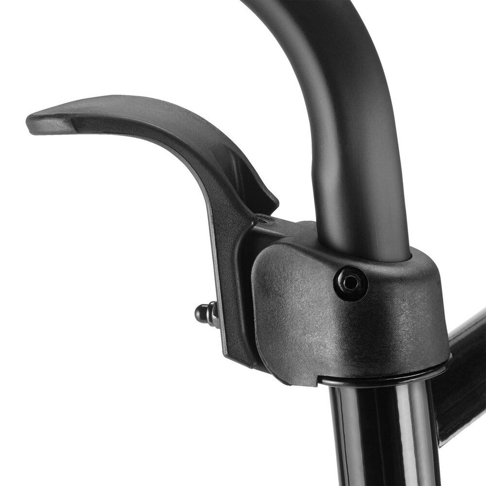 Close-up of a black metal handlebar Standard Walker