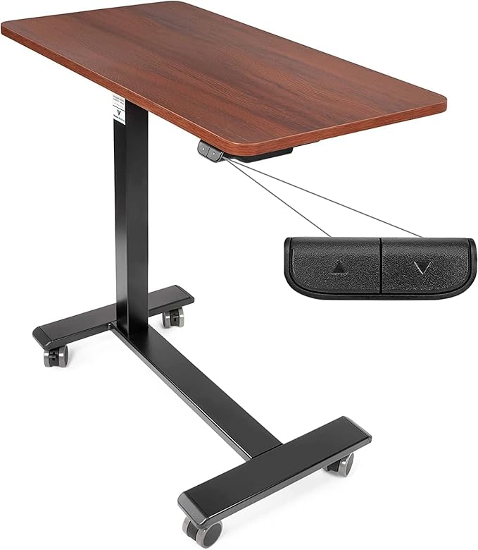 Vaunn Electric Overbed Table Height Adjustable Bedside Table with Wheels