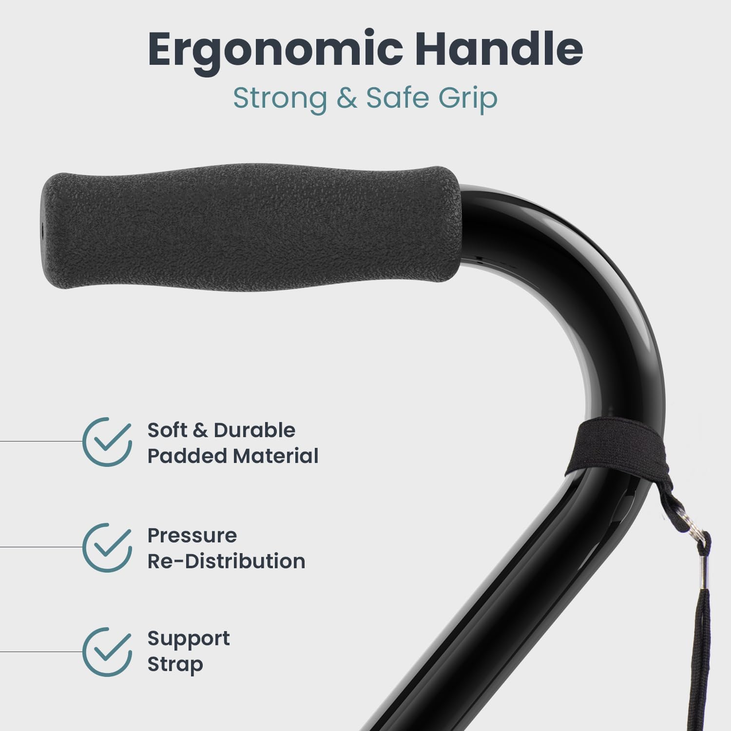Ergonomic handle , Cane for support