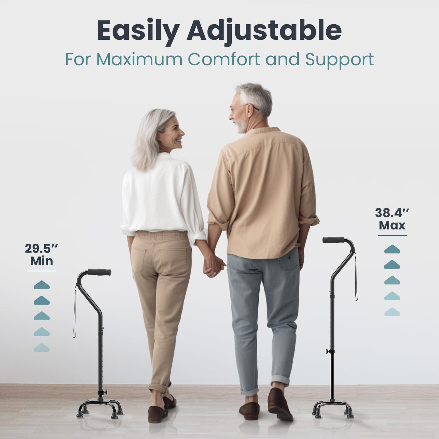 adjustable walking sticks, emphasizing comfort and support. Elderly Support canes