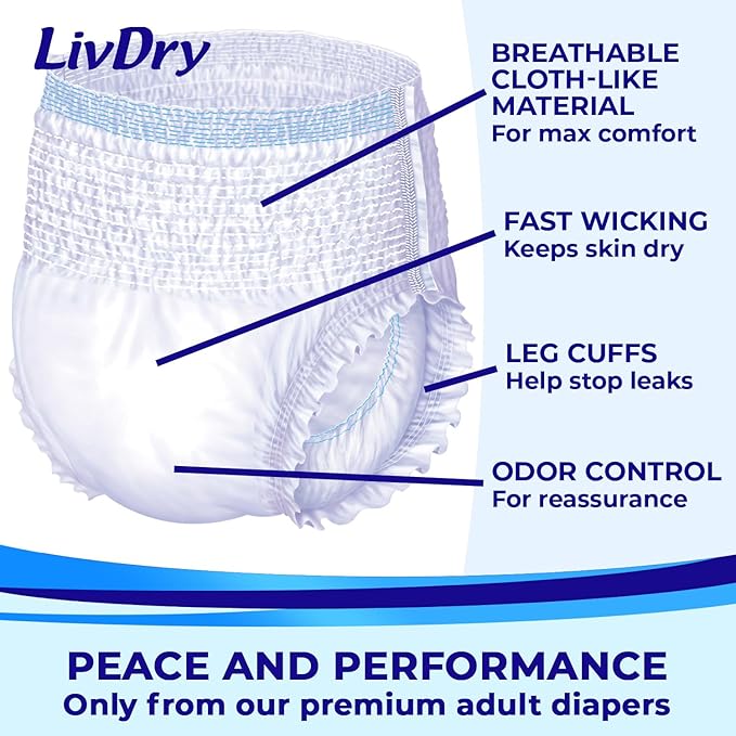 LivDry XL Overnight Adult Diapers – Underwear for Men & Women