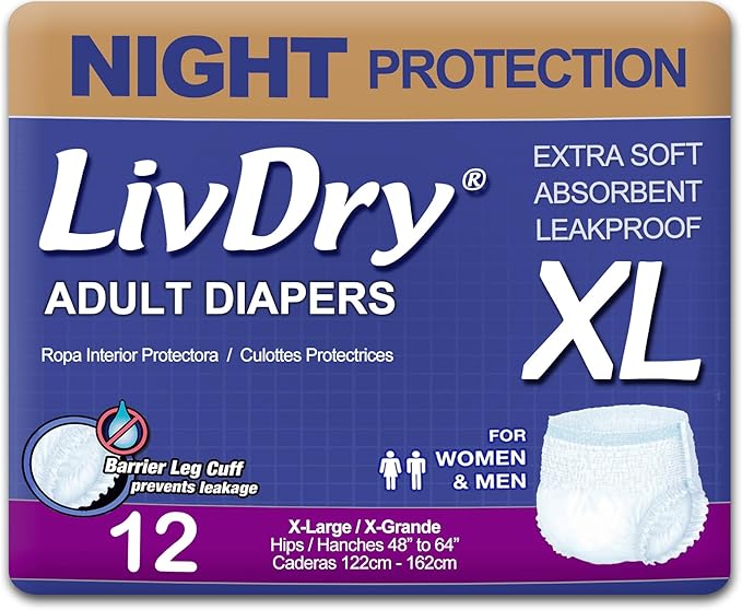 LivDry XL Overnight Adult Diapers – Underwear for Men & Women