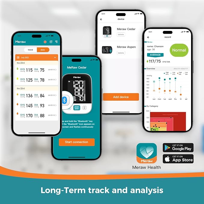 Bluetooth Blood Pressure Monitor for Home Use – Digital Arm Cuff