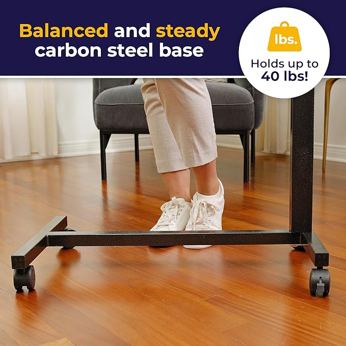 Drive Medical Overbed Table with Wheels – Adjustable Bedside Tray Table