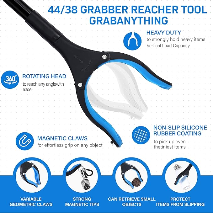 38" & 44" Extra Long Grabber Reacher Tool Set – Lightweight Pickup Tools
