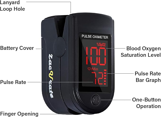 Zacurate Pro Series 500DL Fingertip Pulse Oximeter – SpO2 & Heart Rate Monitor