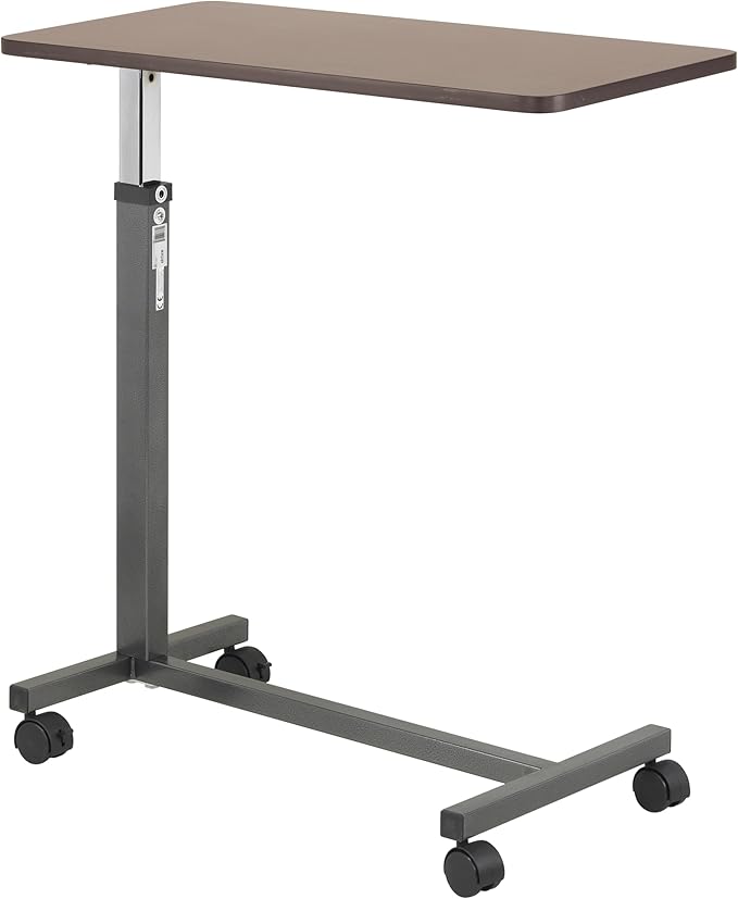Drive Medical Overbed Table with Wheels – Adjustable Bedside Tray Table