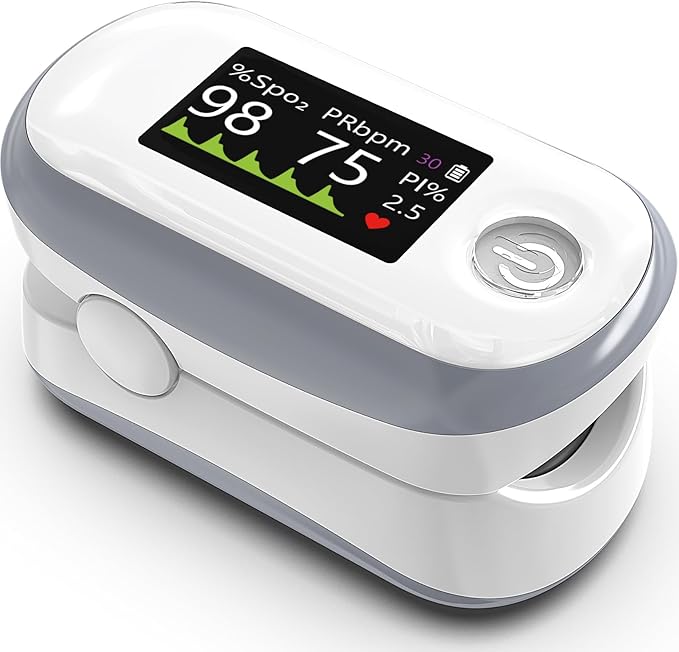 Pulse Oximeter with 4-Color OLED Display Fingertip SpO2, Heart monitor