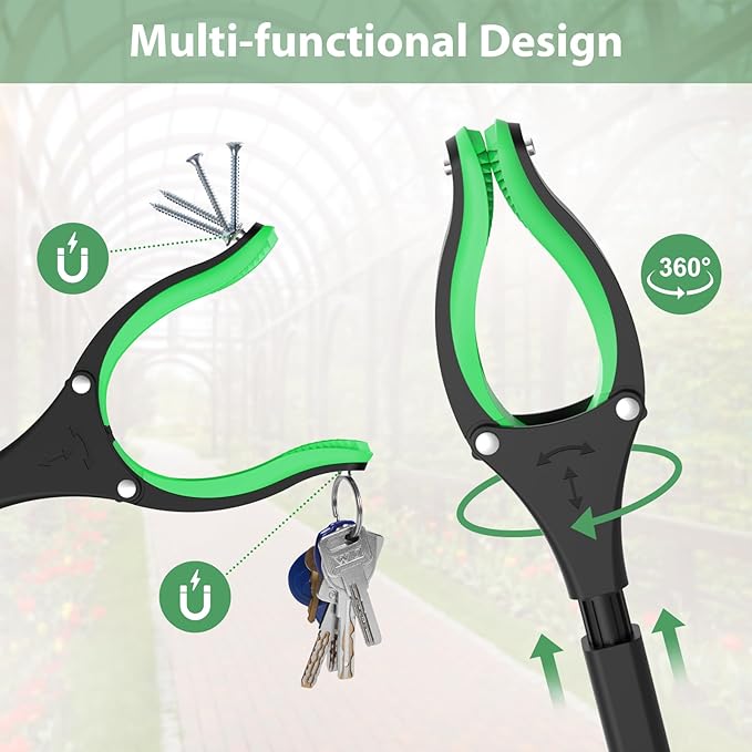 52" Extra Long Grabber Reacher Tool – With Magnetic Tip & Rotating Anti-Slip Jaw