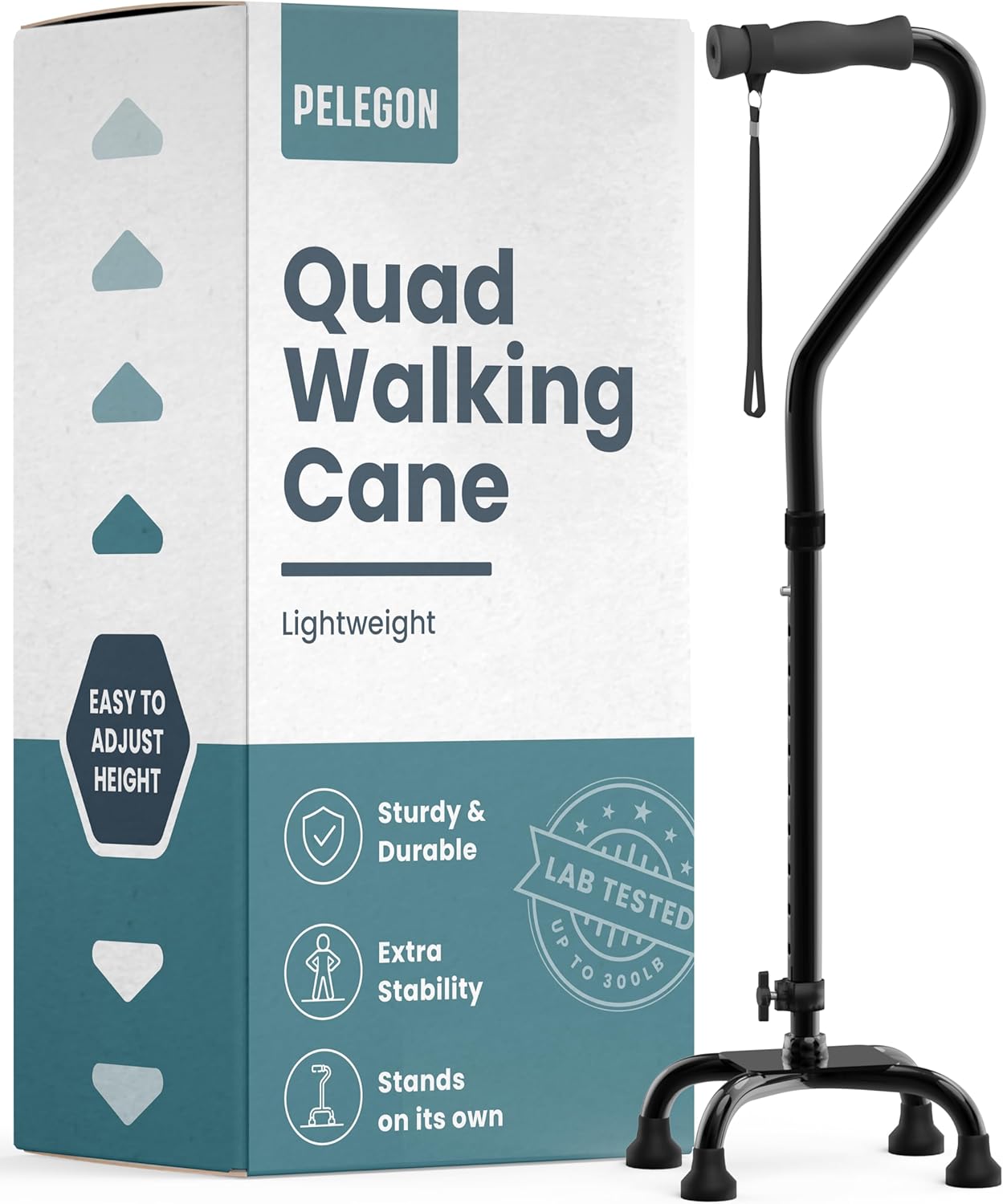 Black quad walking cane Pelegon.