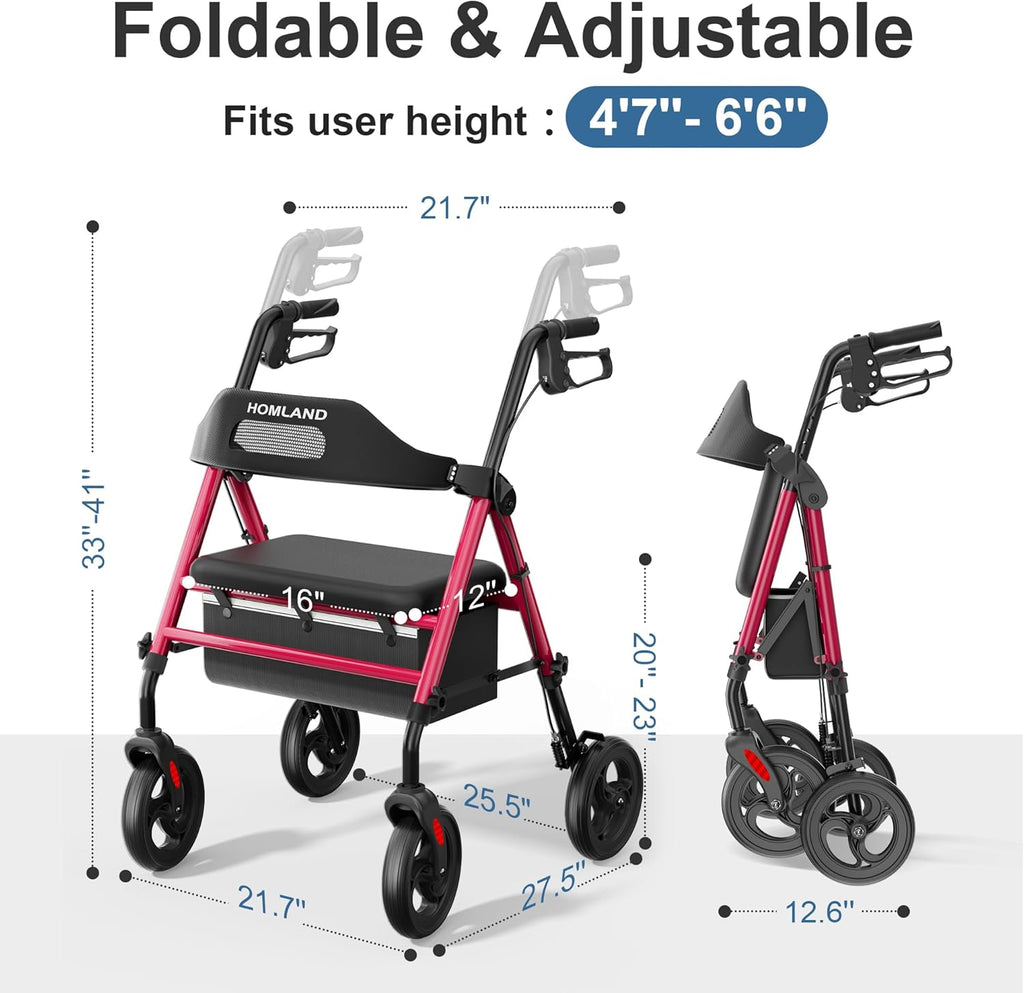 Foldable Rollator Walkers with Seat