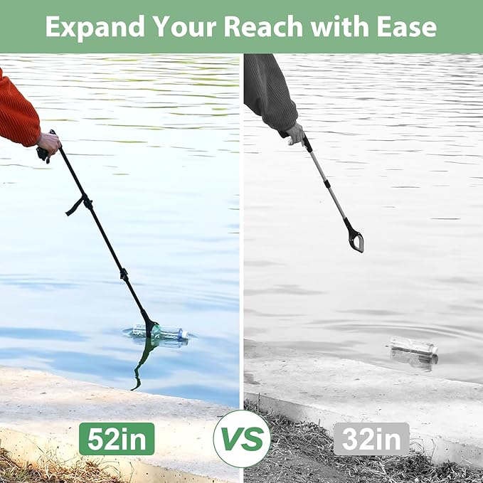 52" Extra Long Grabber Reacher Tool – With Magnetic Tip & Rotating Anti-Slip Jaw