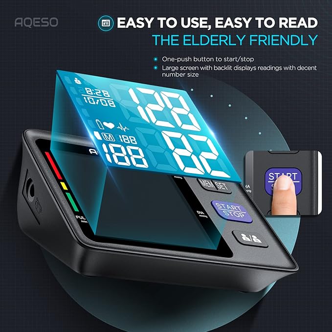 Upper Arm Blood Pressure Monitor with 2 Cuff Sizes (M/L & XL)