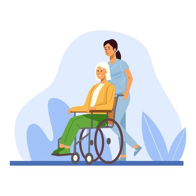 caregiver strolling with her patient