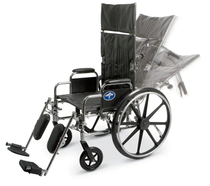 Black wheelchair with reclining backrest Excel Reclining Wheelchair